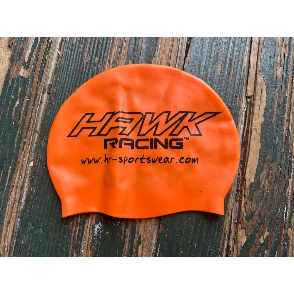 Hawk Racing Mazda Silicone Swim Cap Orange High Visibility Racing Logo 3088